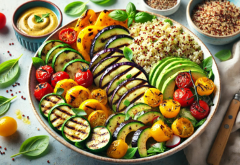 Grilled Veggie & Quinoa Salad with Lemon-Tahini Dressing