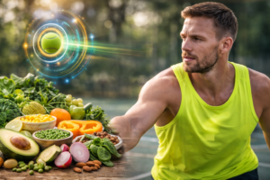 Digital visualization of brain fuel and neural processing speed for plant-based athletes